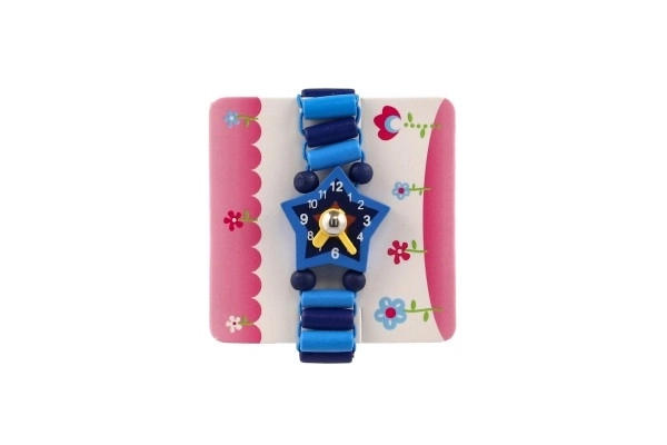 Træ armbåndsure 7cm mix af typer/farver med stativ