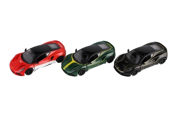 Auto Kinsmart Lotus Emira 1:38 metal/plast 12,5cm 3 farver med tilbagespoling 12 stk i kassen