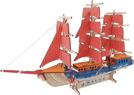Woodcraft træ 3D-puslespil europæisk sejlskib