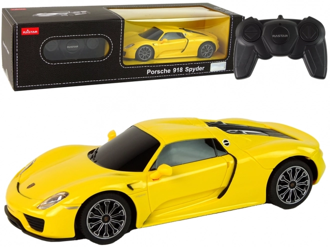 Bil R/C Porsche 918 med fjernbetjening gul 1:24