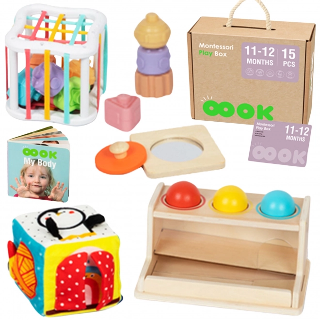 Uddannelsesboks montessori XXL 5i1 til spædbørn 11-12 måneder