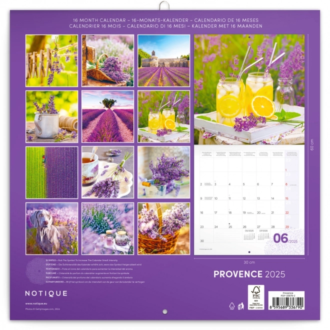 NOTIQUE Notatkalender Provence 2025, duftende, 30 x 30 cm