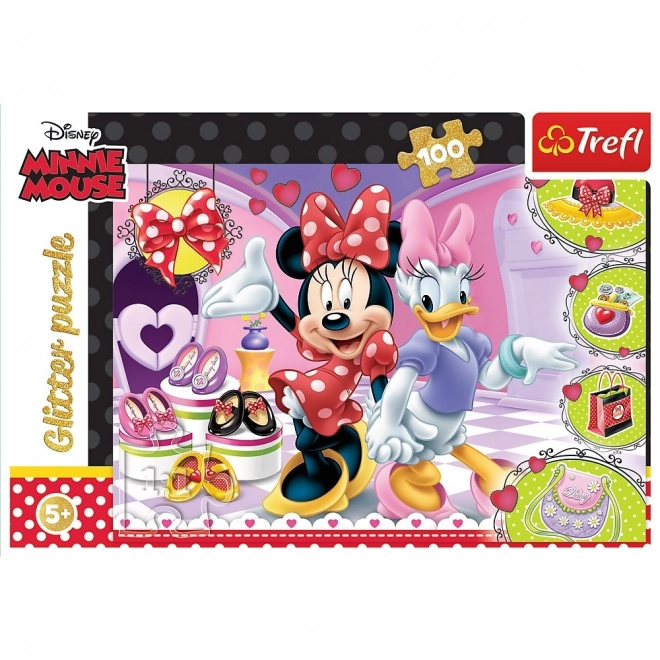 Puslespil 100 brikker Minnie og Glitter