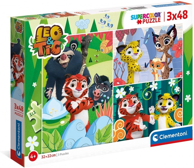 CLEMENTONI puslespil Leo og Tig 3x48 dele