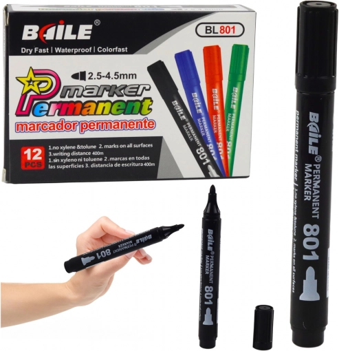 Permanent vandfast marker sort 2,5–4,5 mm