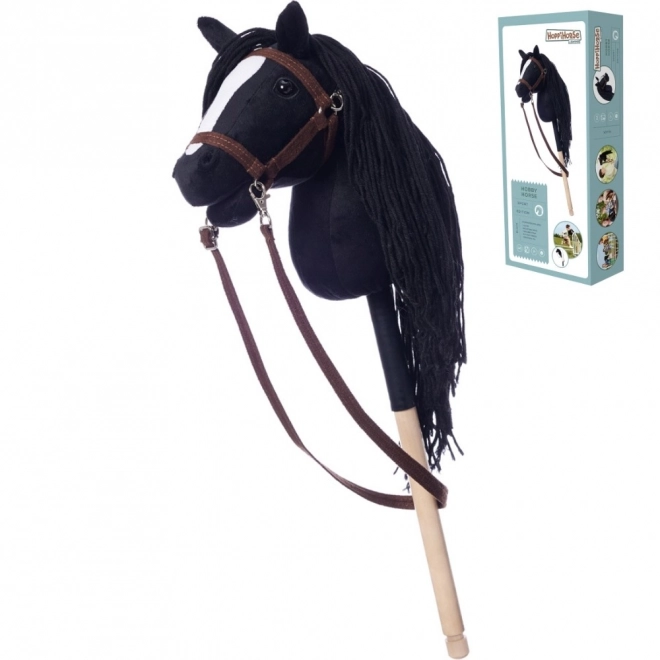 HOPPIHORSE hest på stang hobby horse størrelse A4 sort