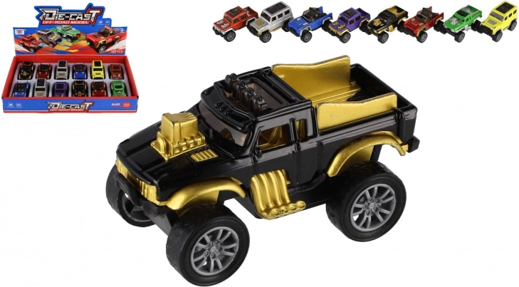 Terræn mini-bil med pull-back motor 6,5 cm – metal og plast, mix af modeller