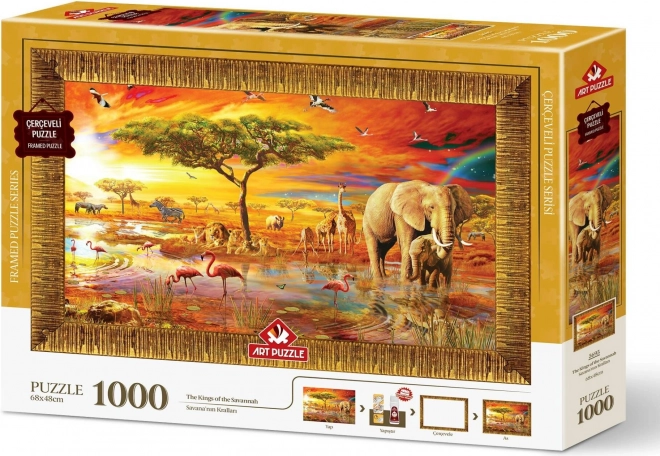 ART PUZZLE Puslespil med ramme og lim 3i1 1000 brikker – Savannens konger