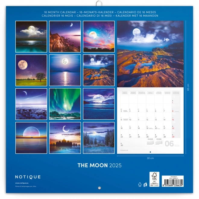 NOTIQUE Noteskalender Måned 2025, 30 x 30 cm