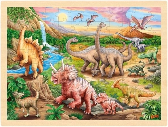 Goki træpuslespil Dinosaursti, 96 brikker