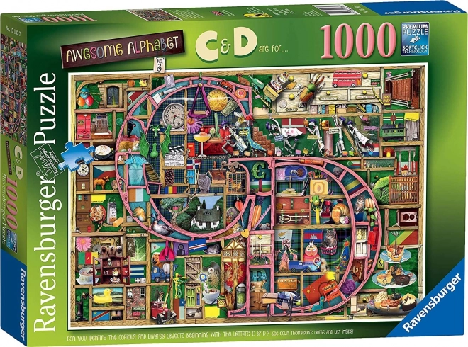 RAVENSBURGER Puzzle Fantastiske Alfabet - Bogstav C og D 1000 brikker