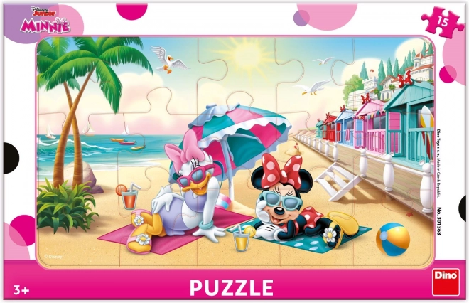 Puslespil DINO Minnie og Daisy på stranden 15 brikker