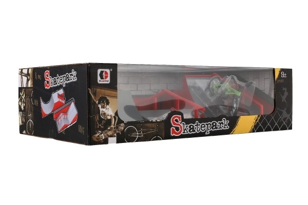 Skatepark - ramper, fingercykel, finger skateboard plast med tilbehør i 2 farver i boks 43x25x12cm