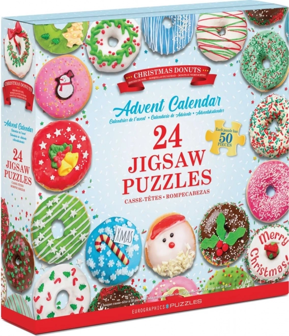 Adventskalender med puslespil Eurographics 24 x 50 stykker – Jule donuts