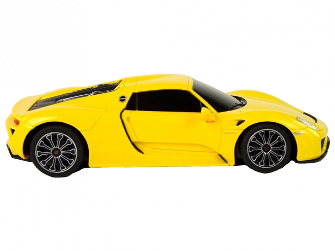 Bil R/C Porsche 918 med fjernbetjening gul 1:24