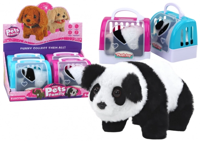 Interaktiv plys panda i farven Transporter Pink Blue