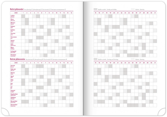 NOTIQUE Ugentlig kalender Ajax 2025, grøn, 15 x 21 cm