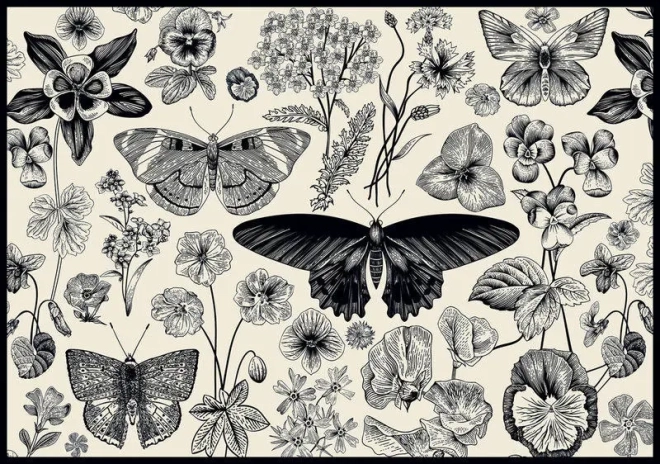 Puzzle INTERDRUK Sommerfugle og Blomster 500 Brikker