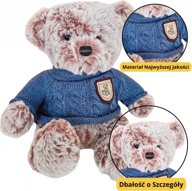 Plys Bamsetøj i Blå Sweater 21cm