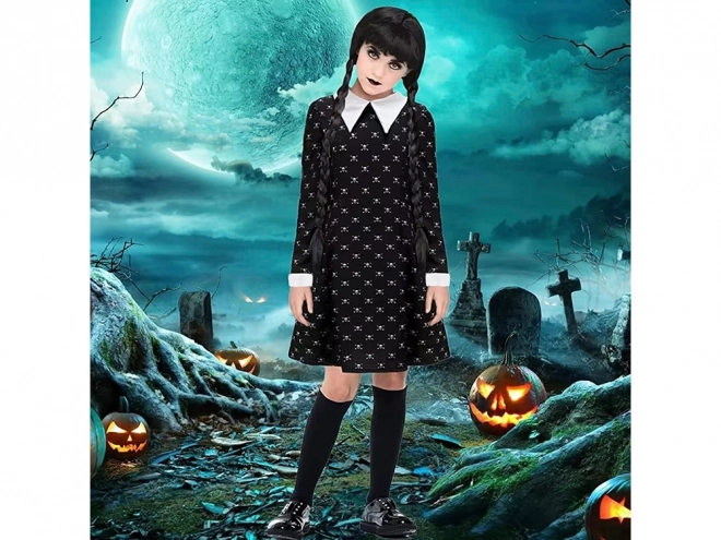 Halloween kostume Wednesday Addams til børn