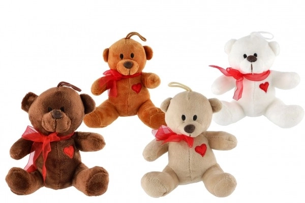 Plys bamse med sløjfe og hjerte 12 cm