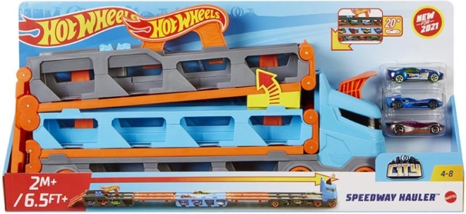 Hot Wheels racerkuldet 2-i-1 med 1,8 m bane og opbevaring til 20 biler