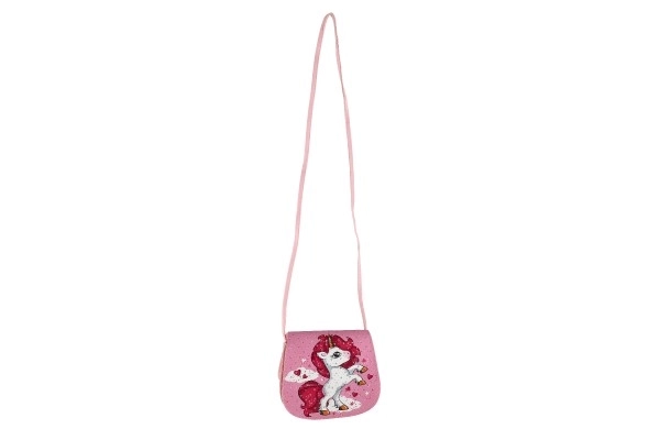 Taske/Unicorn taske med sten plastik 4 farver i pose 17x15x3cm