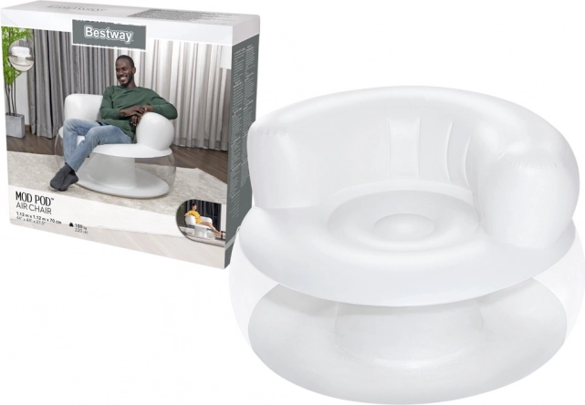 Oppustelig lænestol Hvid 112 x 112 x 70 cm Bestway
