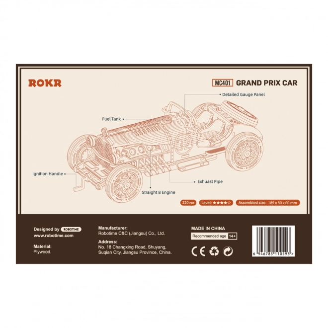 Racebil U-9 Grand Prix - 3D træ-byggekit
