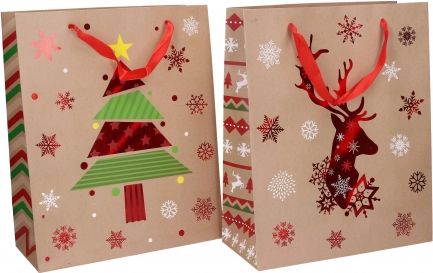 Gavepose i papir M til jul 32 × 26 × 10 cm