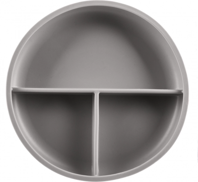 Silikone opdelt tallerken med sugekop, Dove Grey