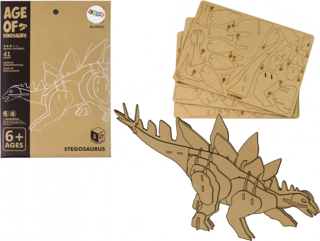 træ 3D-puslespil stegosaurus – lærerig byggesæt, 41 brikker