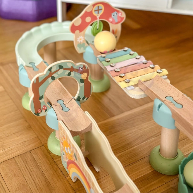 Træ kuglebane med xylofon Tooky Toy 44 stk.