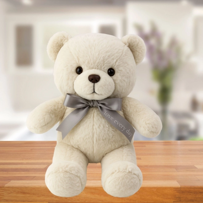 Plys Bamse Med Sløjfe Happy Every Day Hvid 55cm