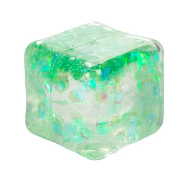Anti-stress kube klem-slim 6x6 cm 4 farver i pose 12 stk i boks