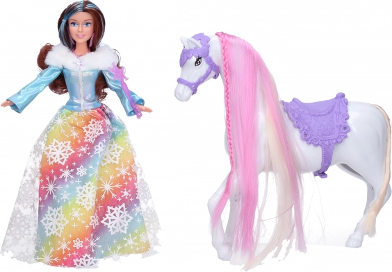 Prinsessedukke med hest og tilbehør 29 cm