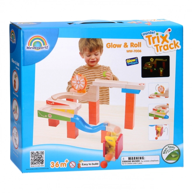 Træ kuglebane Wonder Trix Track: Lysende og Ruller
