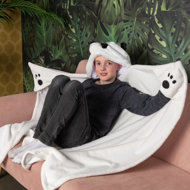 Cozy Noxxiez BL823 Panda - varm tæppe med hætte med dyr og pote lommer