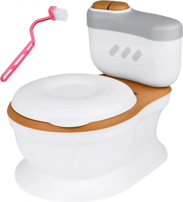 Interaktiv potte – børnetoilet med dispenser til vådservietter og skyllelyd – Brun