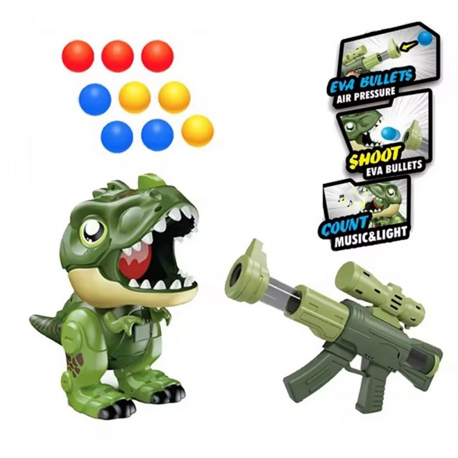 Interaktiv pistol med skumkugler og dinosaurus skyder