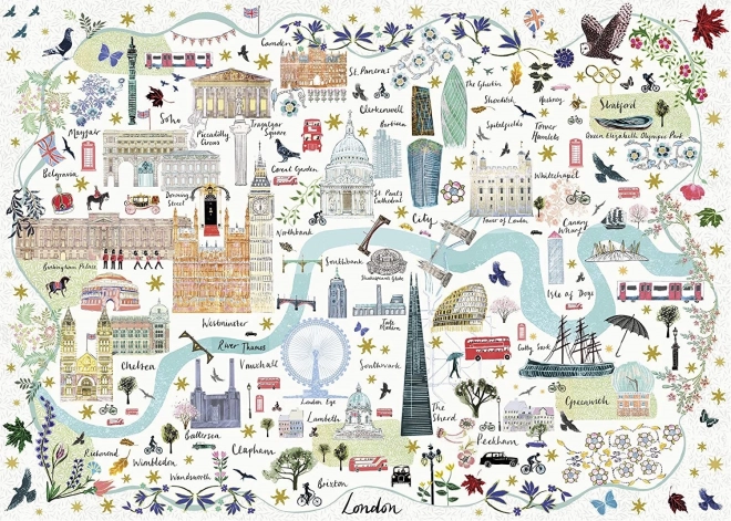 Gibsons puslespil kort over London 1000 brikker