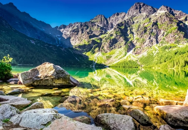 Puslespil 1500 brikker Morskie Oko – solopgang, Tatra-bjergene