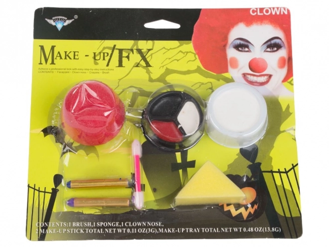 Sæt til klovnesminke til Halloween og cosplay