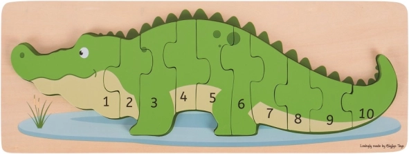 Indsætningspuslespil krokodille med tal BIGJIGS TOYS