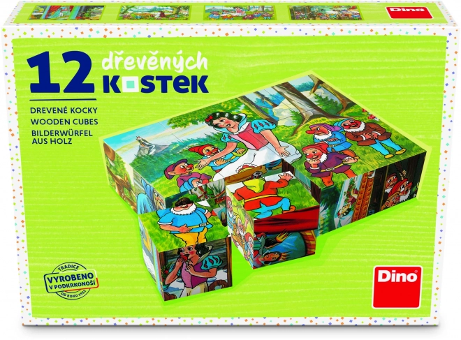 Kubus klodser Snehvide træ 12 stk i æske 16x12x4cm