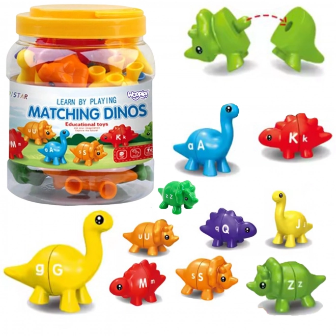 WOOPIE sæt Montessori figurer dinosaurer til stabling med læring af farver og bogstaver Dopasuj Literki 13 stk
