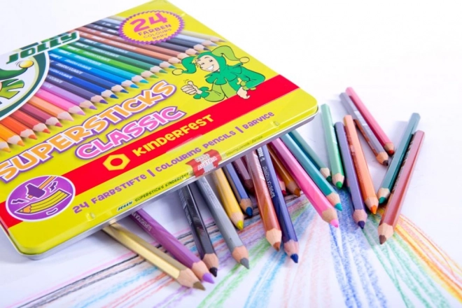 Supersticks 24 farver i metalkasse