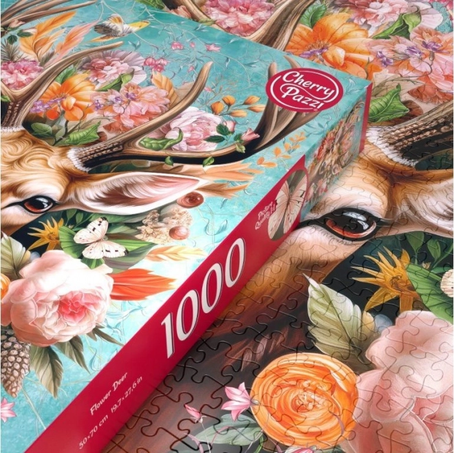 Puslespil hjort i blomster 1000 brikker