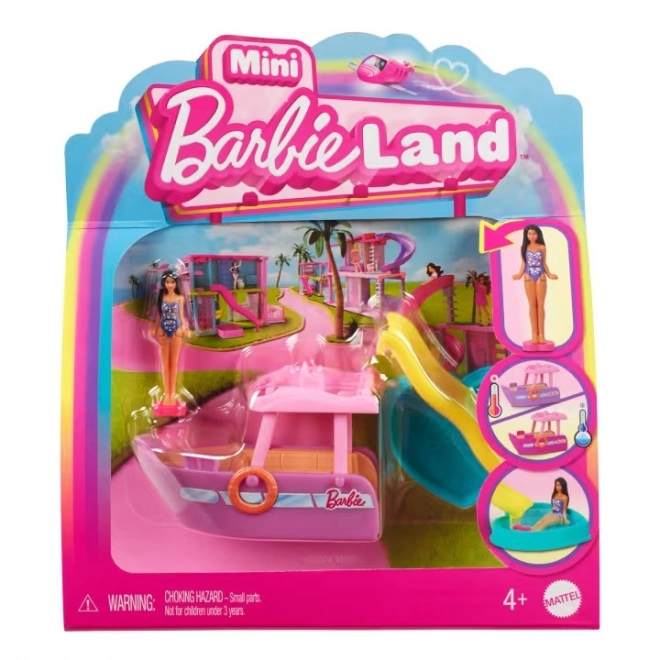 Mini BarbieLand sæt med Barbie figur og køretøj