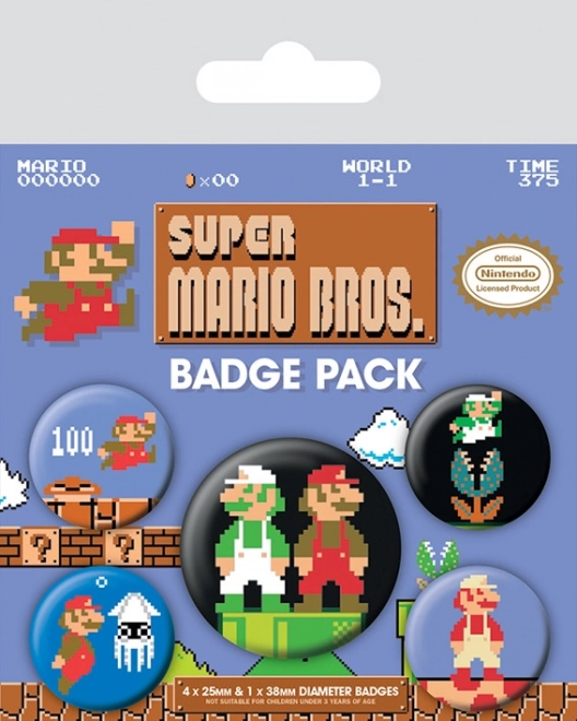 Sæt med Super Mario Bros badge
